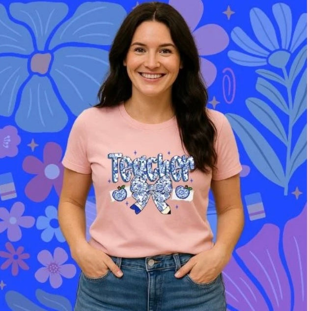 Floral Teacher tee