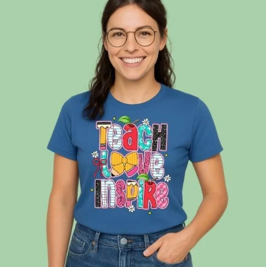 Teach Inspire Teacher tees